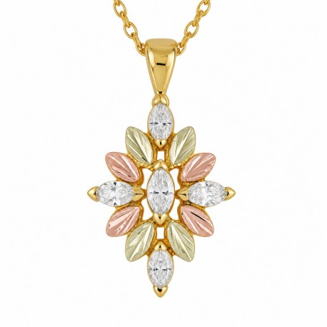 Landstrom's 10K Black Hills Gold Marquis Pendant with Diamond
