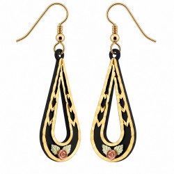 Landstrom's® 12K Black Hills Gold on Black Powder Coated Teardrop Earrings