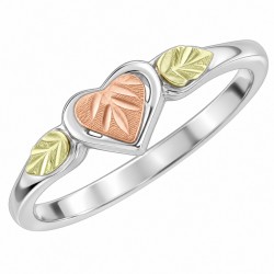 Lovely Black Hills Gold on Sterling Silver Heart Ring