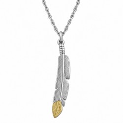 BLACK HILLS GOLD .925 STERLING SILVER FEATHER PENDANT NECKLACE