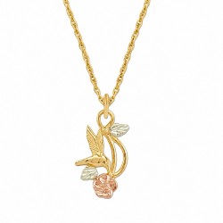 10K Black Hills Gold Hummingbird Pendant with Flower