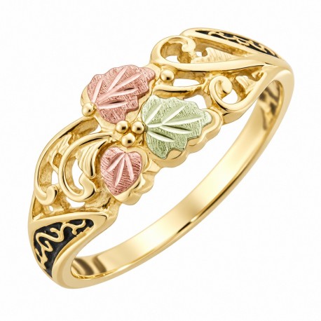 10K Black Hills Gold Ladies Ring Antiqued