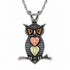Black Hills Gold on Sterling Silver Oxidized Owl Pendant with Citrine