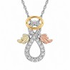 Landstrom's Black Hills Gold Sterling Silver Angel Pendant with CZ