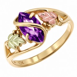 10K Black Hills Gold Ladies Ring with Amethyst
