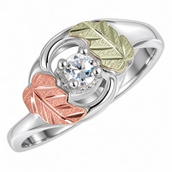Black Hills Gold on Sterling Silver CZ Ring