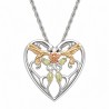 Black Hills Gold Sterling Silver Heart Pendant with 10k Hummingbirds 