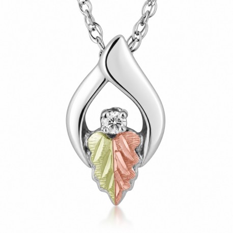 12K Black Hills Gold on Sterling Silver Pendant with Diamond