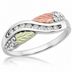 Black Hills Gold on Sterling Silver Ring with 0.16CT Diamond