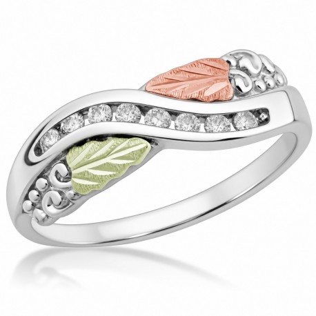 Black Hills Gold on Sterling Silver Ring with 0.16CT Diamond