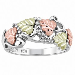 12K BLACK HILLS GOLD on .925 STERLING SILVER LADIES RING