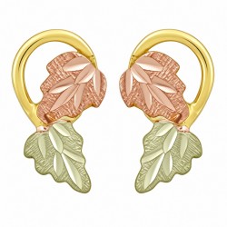 Small 10K Black Hills Gold Double Leaf Earrings