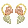Small 10K Black Hills Gold Double Leaf Earrings