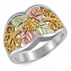Black Hills Gold Sterling Silver Ring Accented With 10K Gold