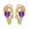 10K Black Hills Gold Earrings with Heart Amethyst Color CZ