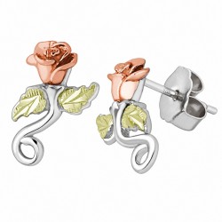 Landstrom's Black Hills Gold on Sterling Silver Rose Earrings