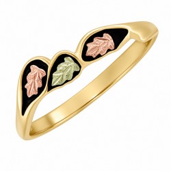 Lovely 10K Black Hills Gold Ladies Antiqued Ring w Leaves