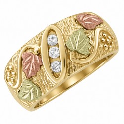 10K Black Hills Gold Ladies Band Ring with Three Diamonds