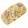 10K Black Hills Gold Ladies Band Ring with Three Diamonds