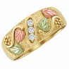 10K Black Hills Gold Men's Band Ring with Three Diamonds
