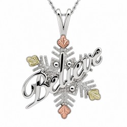 Black Hills Gold Sterling Silver Believe Snowflake Pendant