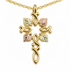 Mt Rushmore 10K Black Hills Gold Christian Fish Cross Pendant