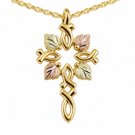 Mt Rushmore 10K Black Hills Gold Christian Fish Cross Pendant