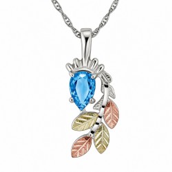 Black Hills Gold on Sterling Silver Blue Topaz Pendant