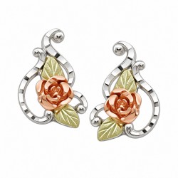 Lovely Black Hills Gold on Sterling Silver Rose Earrings by Landstrom's®
