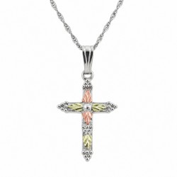 Religious Black Hills Gold on Sterling Silver Cross Pendant