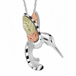 Black Hills Gold on Sterling Silver Hummingbird Pendant with Chain