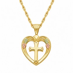 Landstrom's 10K Black Hills Gold Heart Pendant with Cross