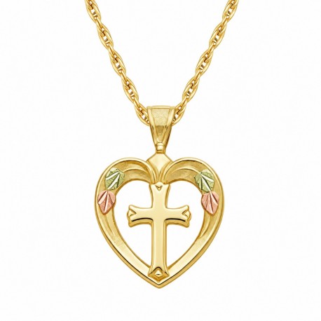 Landstrom's 10K Black Hills Gold Heart Pendant with Cross