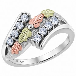 Landstrom's&reg; Stunning Black Hills Gold on Sterling Silver Women's Ring w/ eight 2 mm CZ