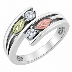 Landstrom’s 10K WHITE Gold Ladies Bypass Ring w Diamond