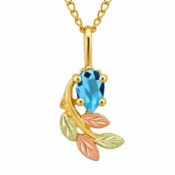 10K Black Hills Gold Small Pendant with Pear Blue Topaz