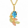 10K Black Hills Gold Small Pendant with Pear Blue Topaz