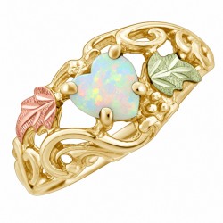Pretty 10K Black Hills Gold Ladies Ring with Synthetic Opal