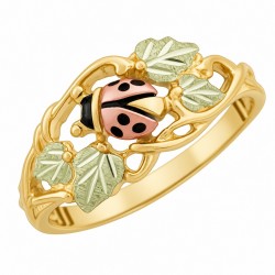 10K Black Hills Gold Ladies Ring with Ladybug