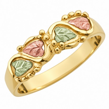 10K Black Hills Gold Men's Ring with Four Leaves