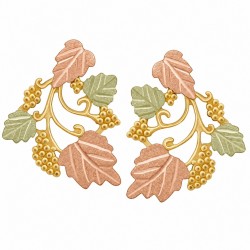 10K Black Hills Gold Leaves Earrings w Grape Cluster