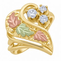 Attractive 10K Black Hills Gold Ladies Heart Ring w Cubic Zirconia