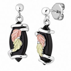 Landstroms Black Hills Gold on Silver Earrings with Onix