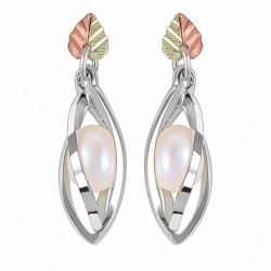 Black Hills Gold Sterling Silver Caged Pearl Earrings