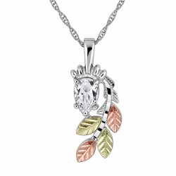Black Hills Gold on Sterling Silver Clear CZ Pendant