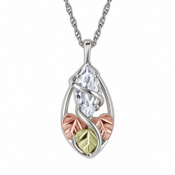 BLACK HILLS GOLD STERLING SILVER CUBIC ZIRCONIA CZ PENDANT NECKLACE