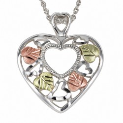 BLACK HILLS GOLD .925 STERLING SILVER HEART PENDANT NECKLACE