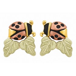 Small 10K Black Hills Gold Lady Bug Earrings