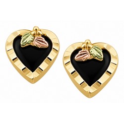 Landstrom's&reg; 10K Black Hills Gold Heart Earrings with Onyx