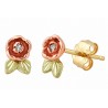 Landstrom’s 10K Black Hills Gold Mini Rose Earrings with Diamond